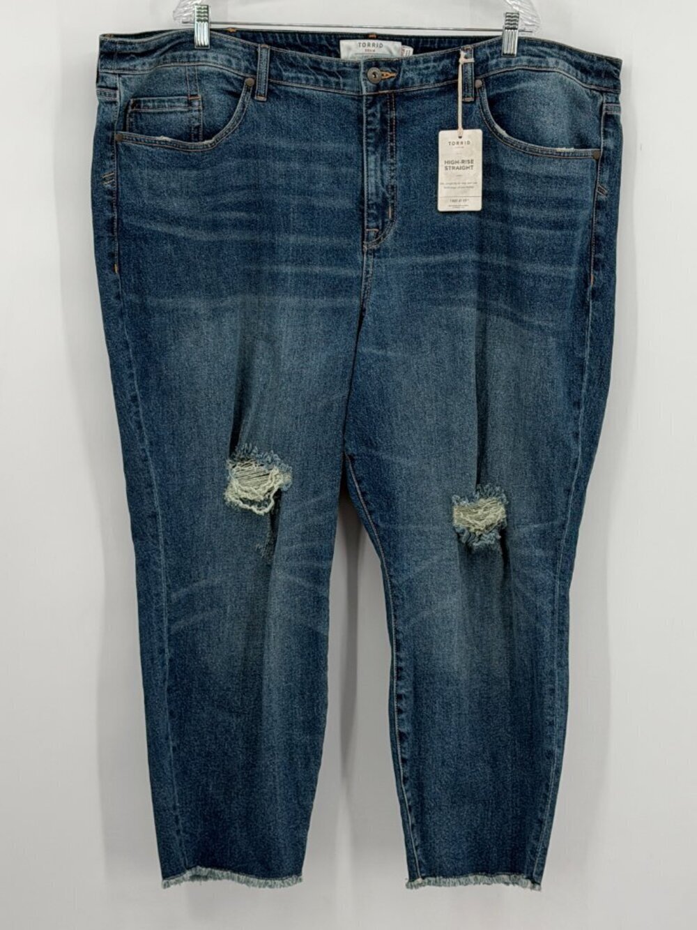 Torrid High Rise Straight Jeans Distressed Raw Hem Plus Size 26R Women's NWT